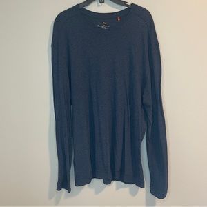 Tommy Bahama Island Modern Fit Blue LS V-neck Tshirt XL